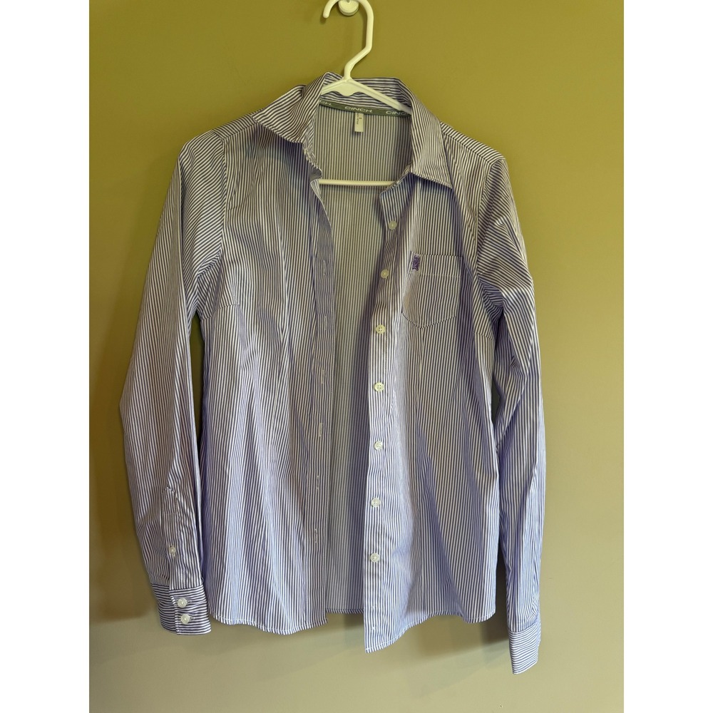 Cinch Womens Purple White Striped Button Down Western Shirt Small Long Sleeve
